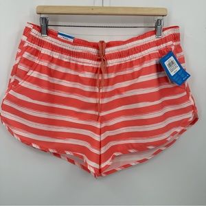 Columbia Women's Size XL Bogata Bay Stretch UPF 50 Coral Reef Striped Shorts NWT